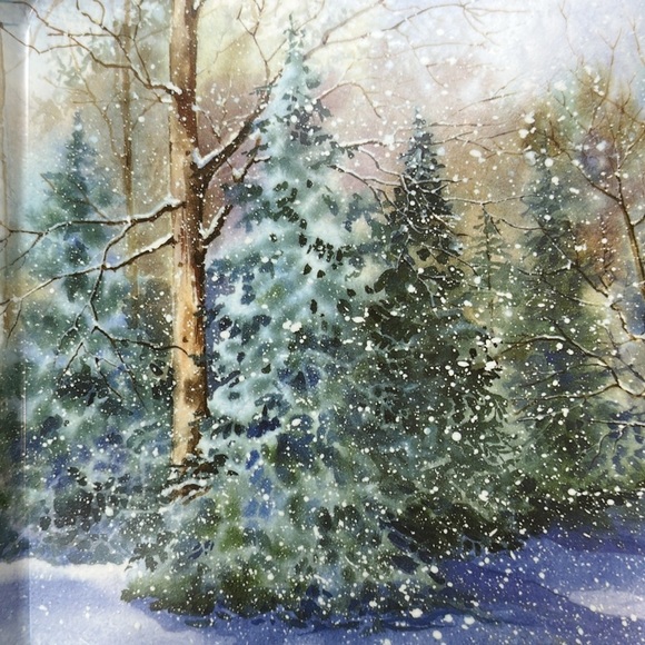 Melplus R2S Monza Artist Signed Snowy Winter Scene Trees Serving Tray Italy 90’s - Picture 7 of 12